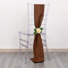 5 Pack Polyester Chair Sashes Cinnamon Brown 6"x108"