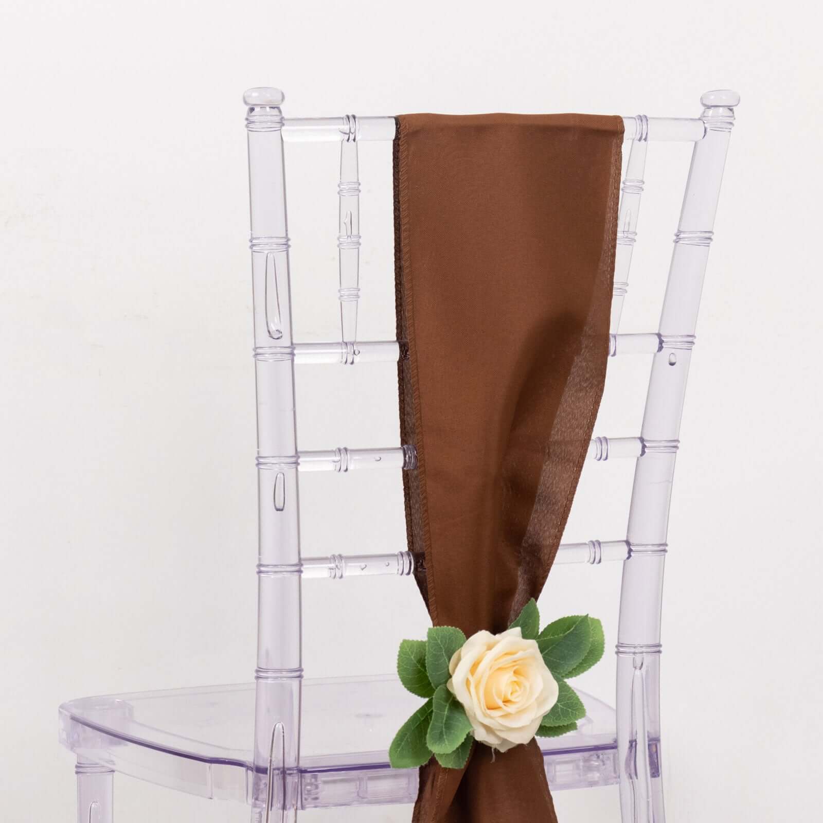 5 Pack Polyester Chair Sashes Cinnamon Brown 6"x108"