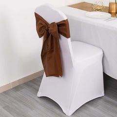 5 Pack Polyester Chair Sashes Cinnamon Brown 6"x108"