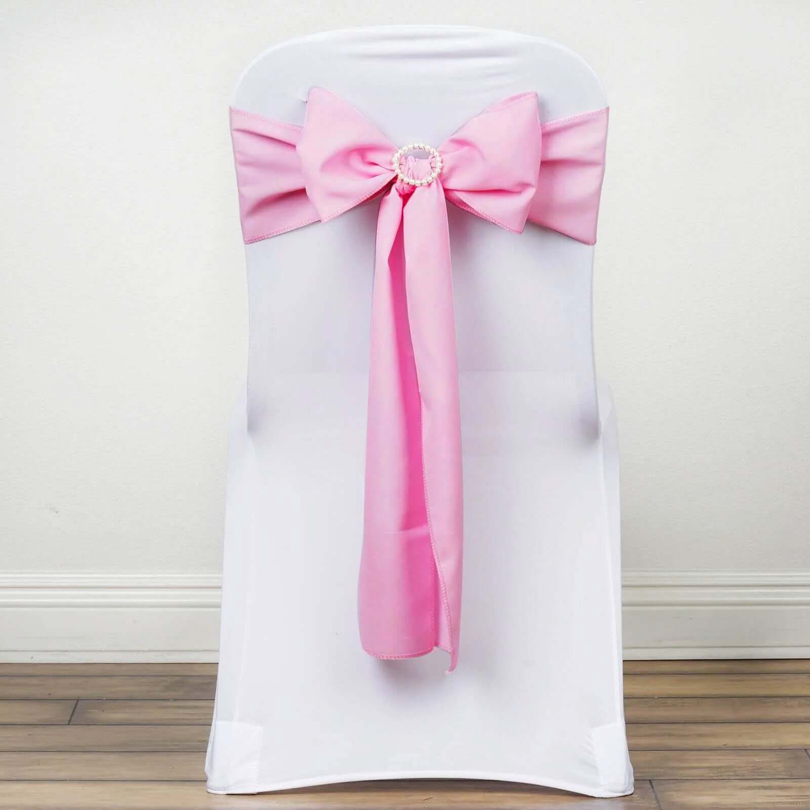 5 Pack Polyester Chair Sashes Pink 6"x108"