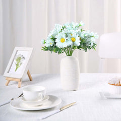 4 Bushes 11" Light Blue Artificial Silk Daisy Flower Bouquet Branches