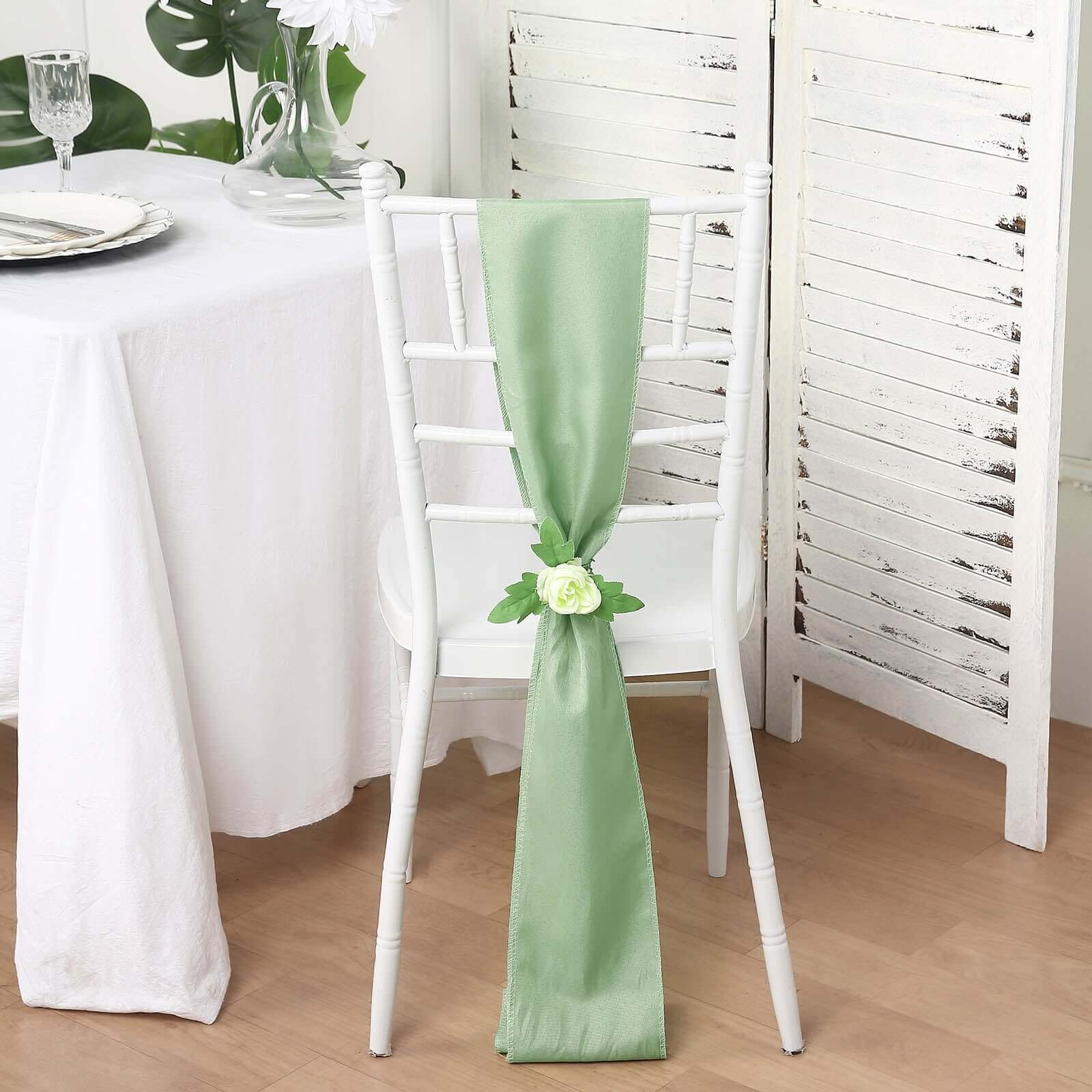 5 Pack Polyester Chair Sashes Sage Green 6"x108"